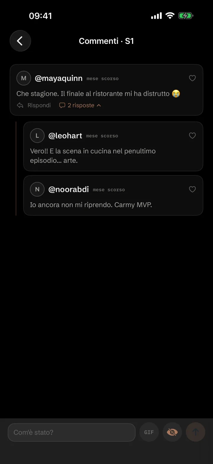 Thread di Showries con commenti, risposte, reazioni e GIF