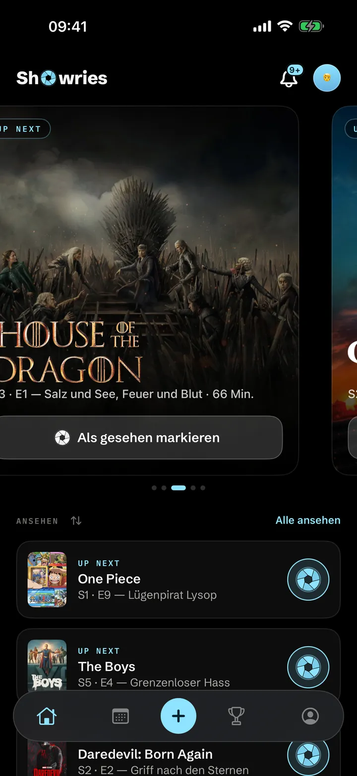 Home · Up Next · Ein Tap, und es geht weiter