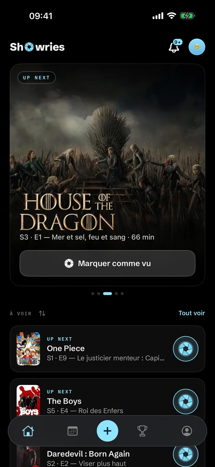 Home · Up Next · Un tap pour avancer