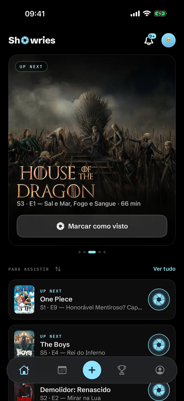 Home · Up Next · Um toque para avançar