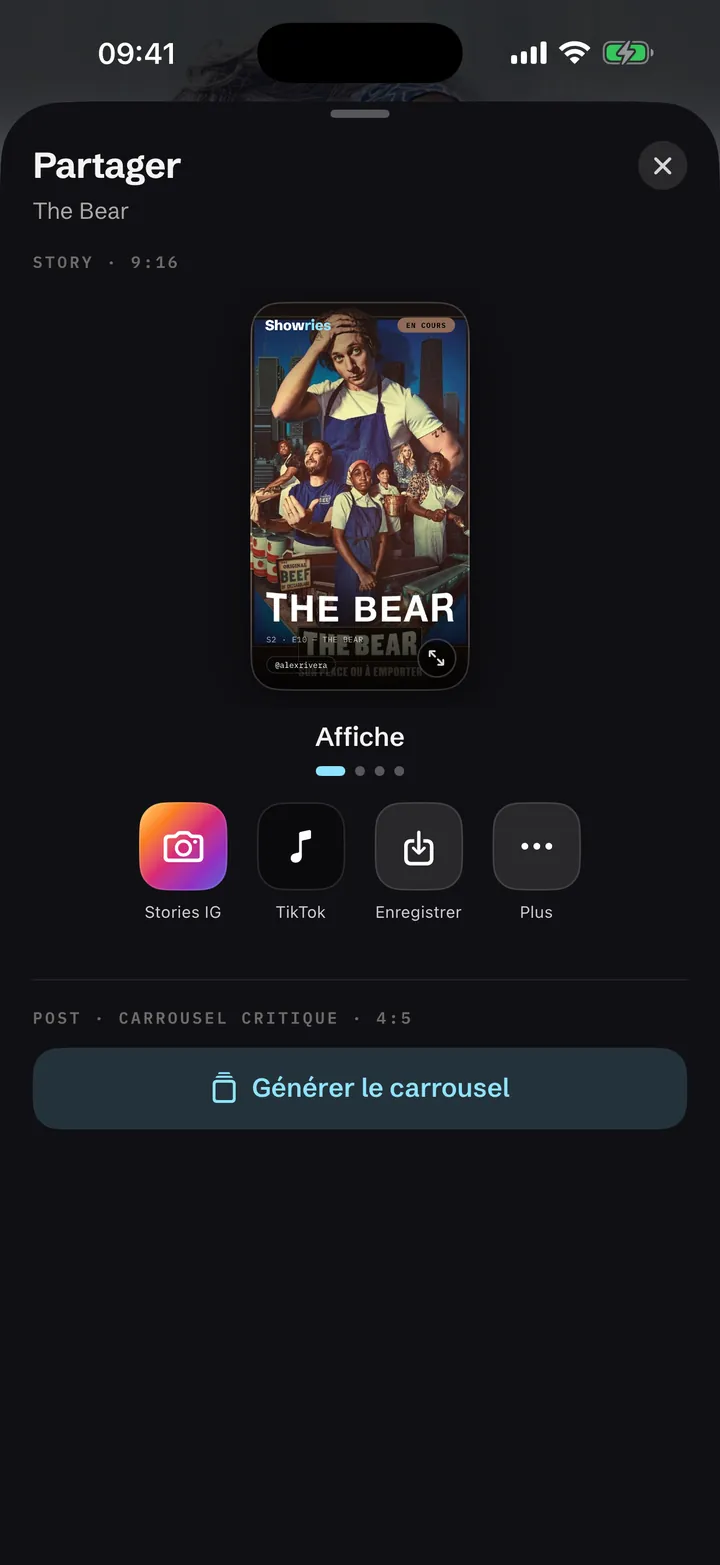 Éditeur pour partager une story